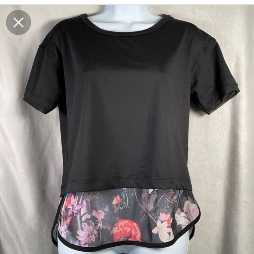CALIA Women's Black Floral Fashion Top